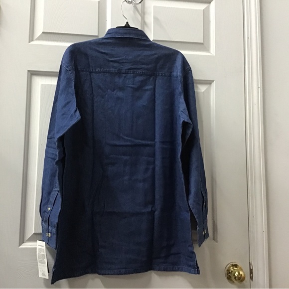 NWT dark denim blouse jacket pink flamingos Swarovski Crystal - Picture 3 of 4